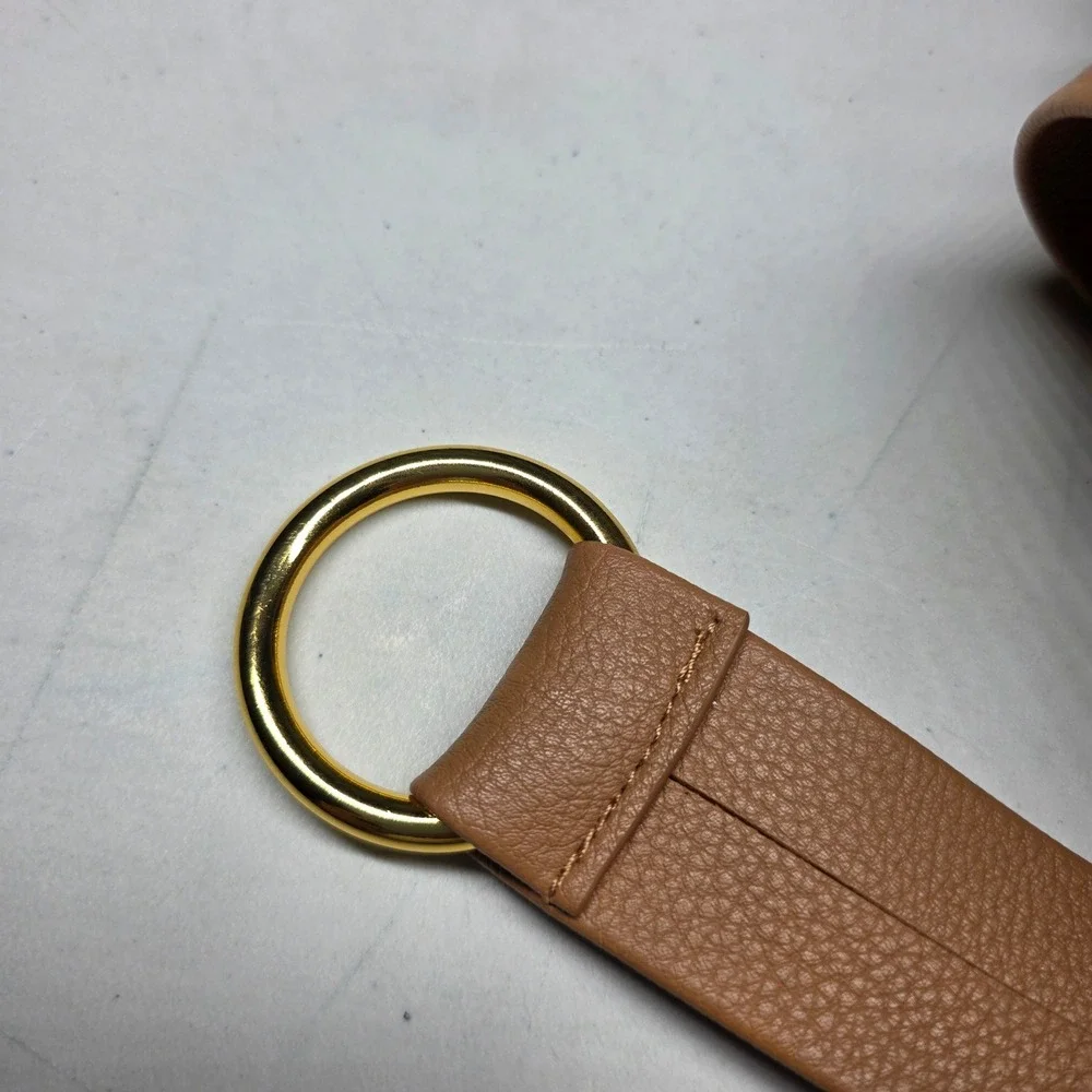 B-Low The Belt Women Tan Pebbled Vegan Leather O-Ring Buckle Belt One Size